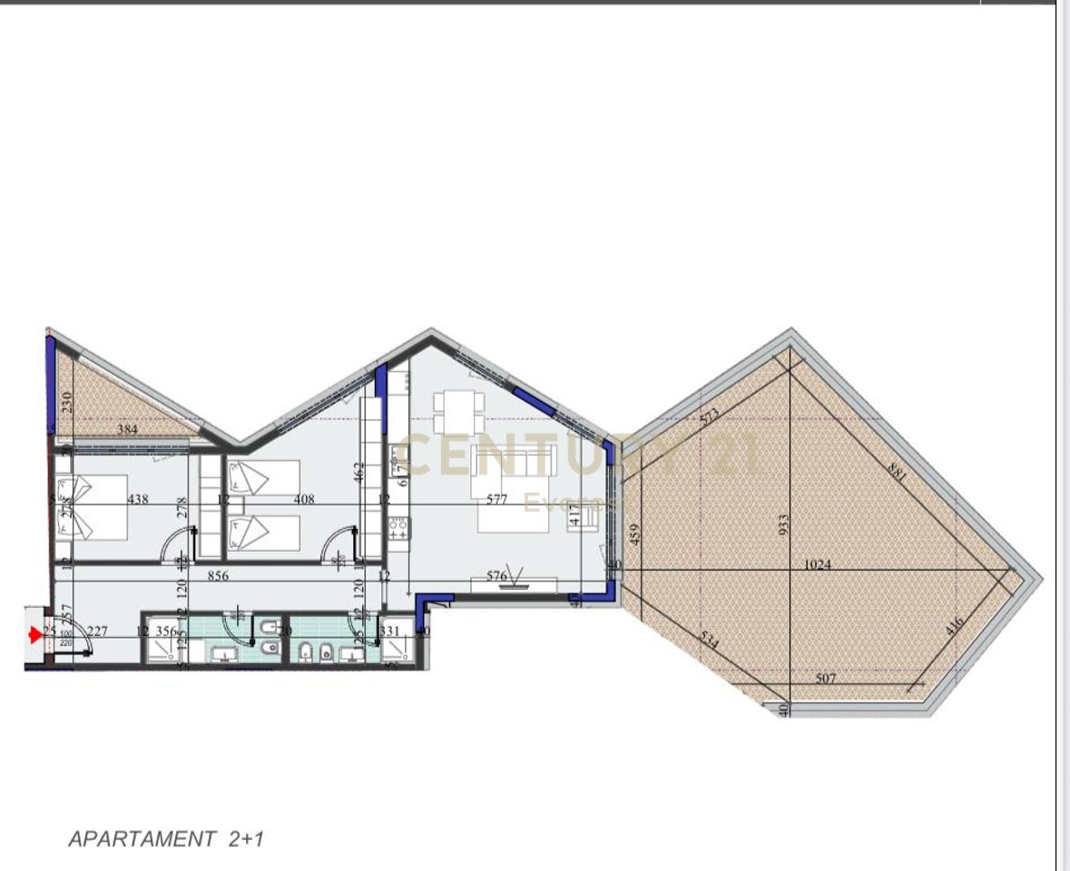 COLONNADE RESIDENCE, SHESIM APARTAMENT 2+1+2+VERANDE!