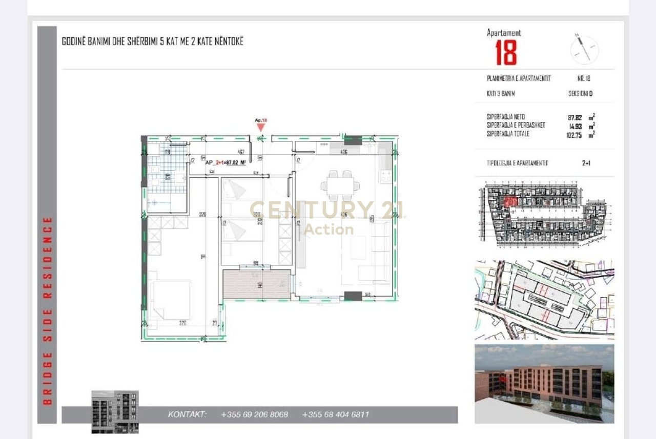 Appartamento 2+1 in vendita a Babrru, Tirana - 106 m²! "Bridge Side Residence"