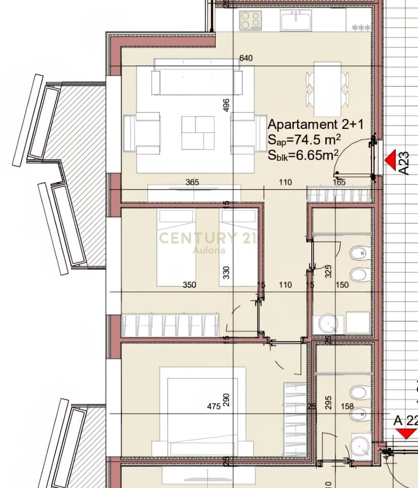 Apartament 2+1 me Pamje nga Deti në "The Leaves", Uji i Ftohtë