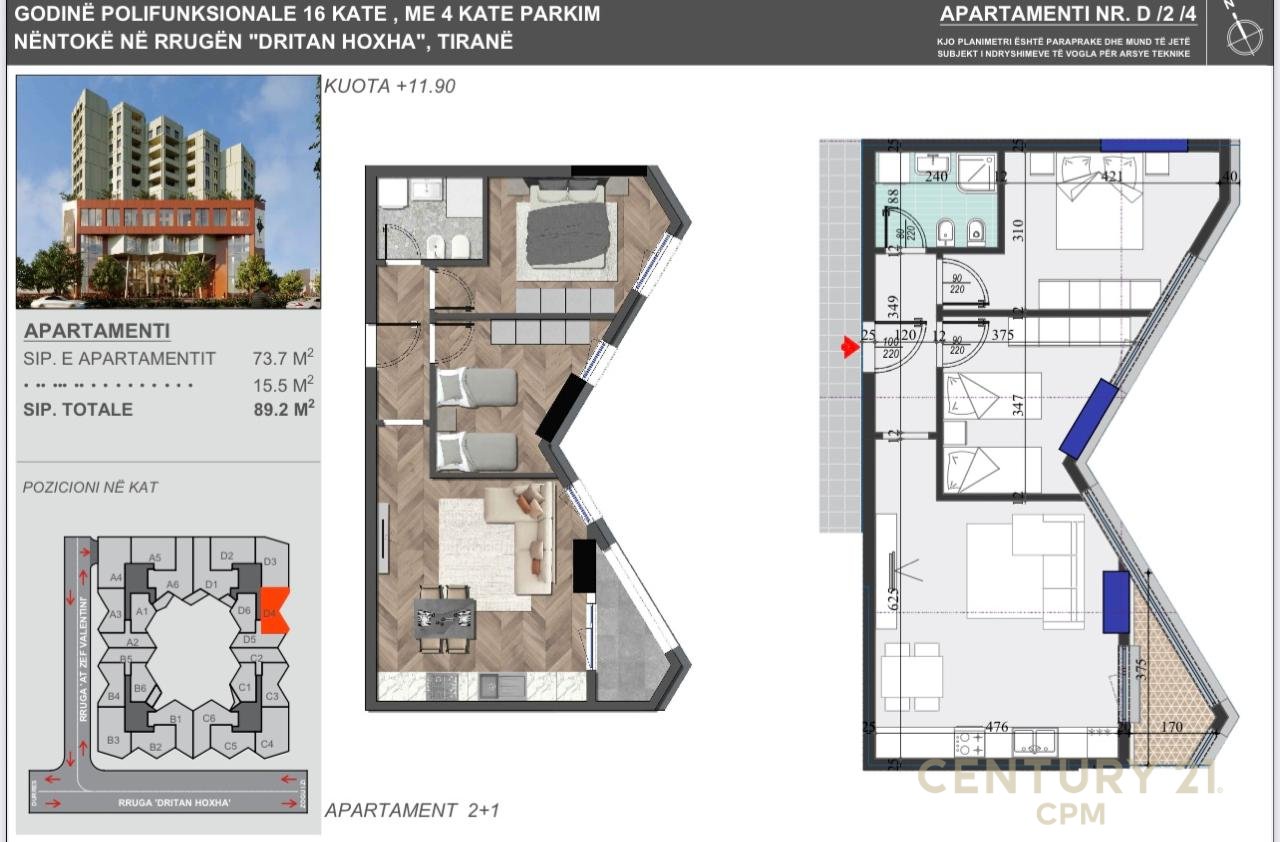 Apartment 2+1 for sale in "COLONNADE", Dritan Hoxha Street - Tirana
