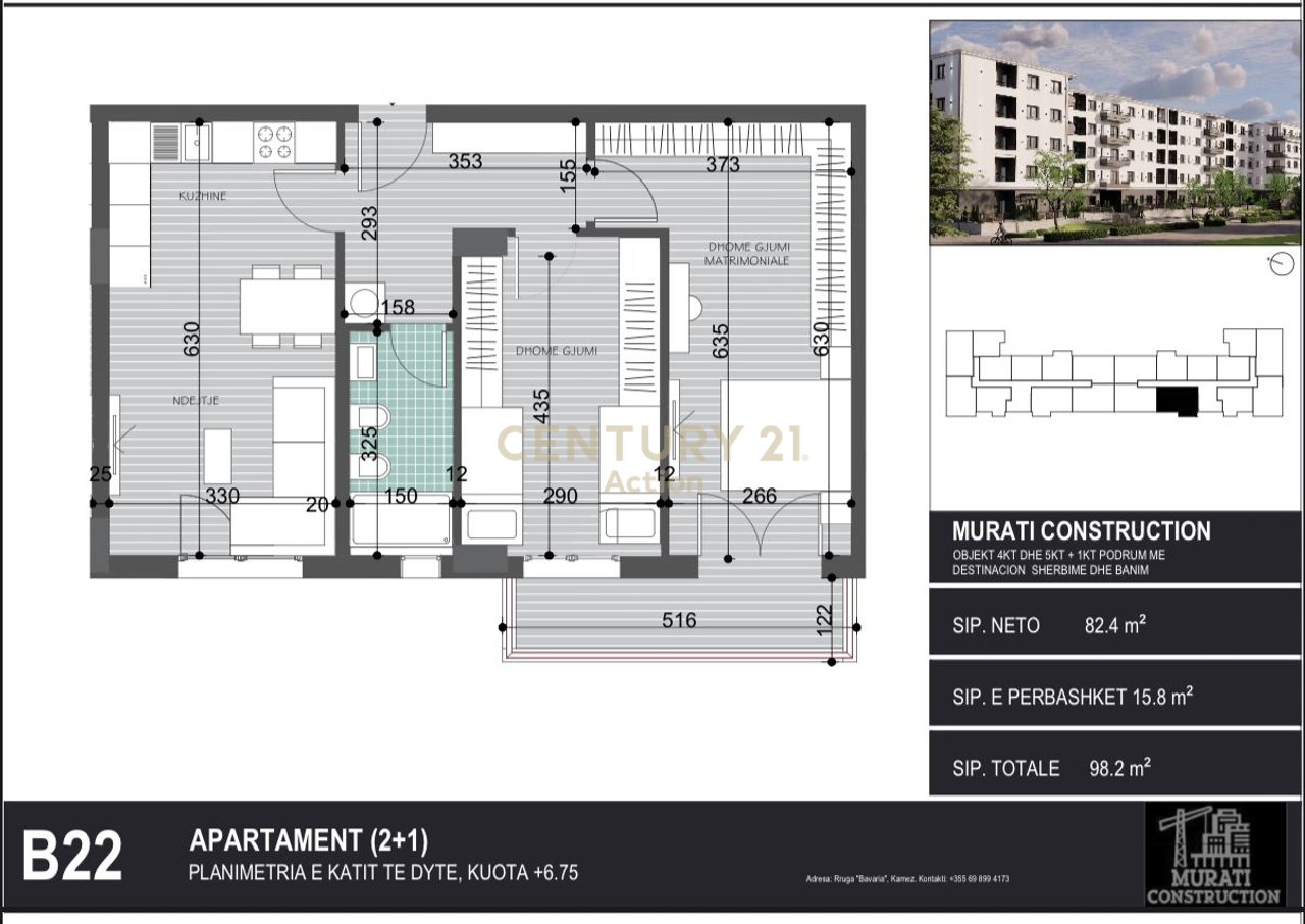 Appartamento 2+1 in vendita a Kamez