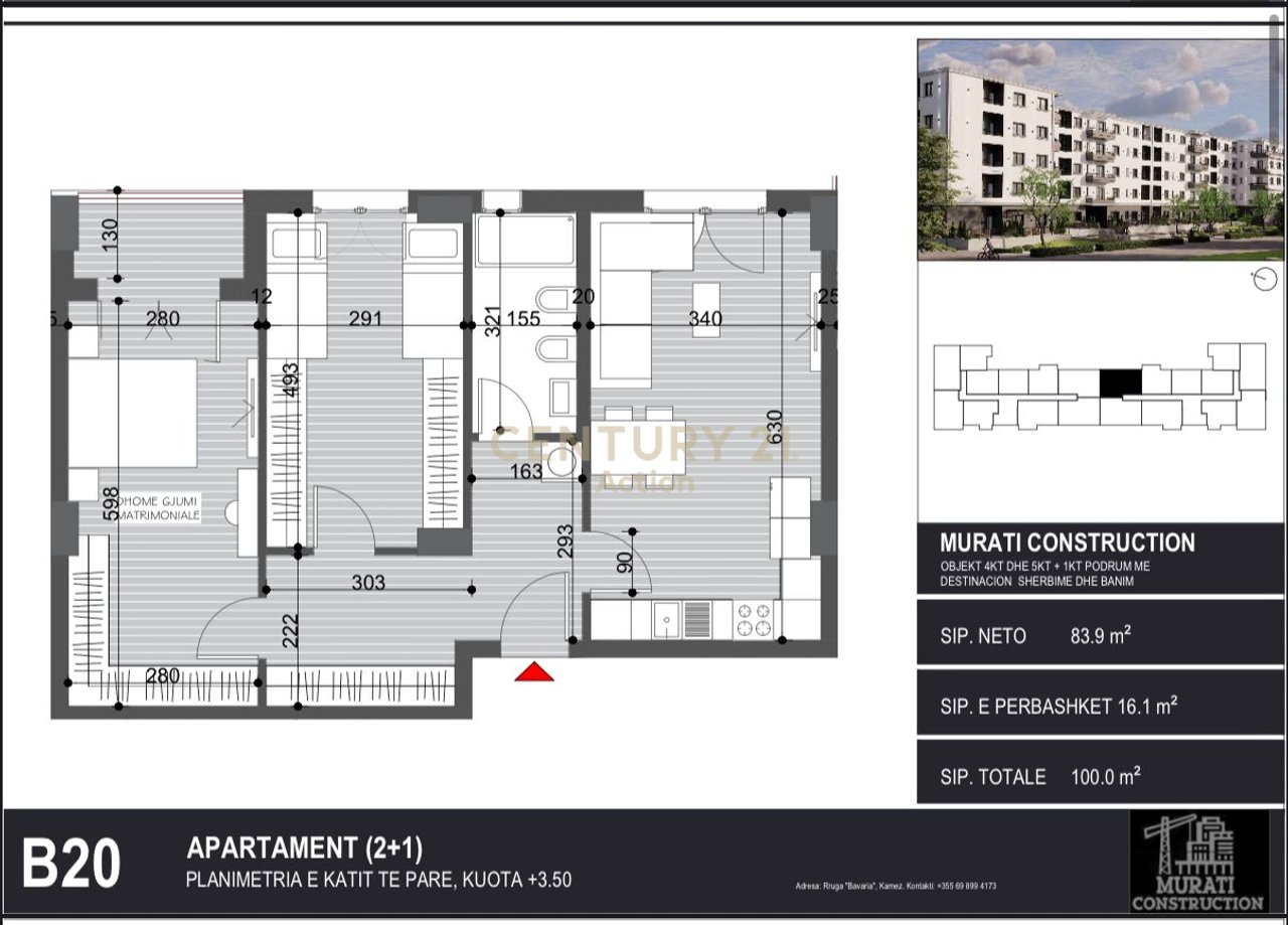 Appartamento 2+1 in vendita a Kamez