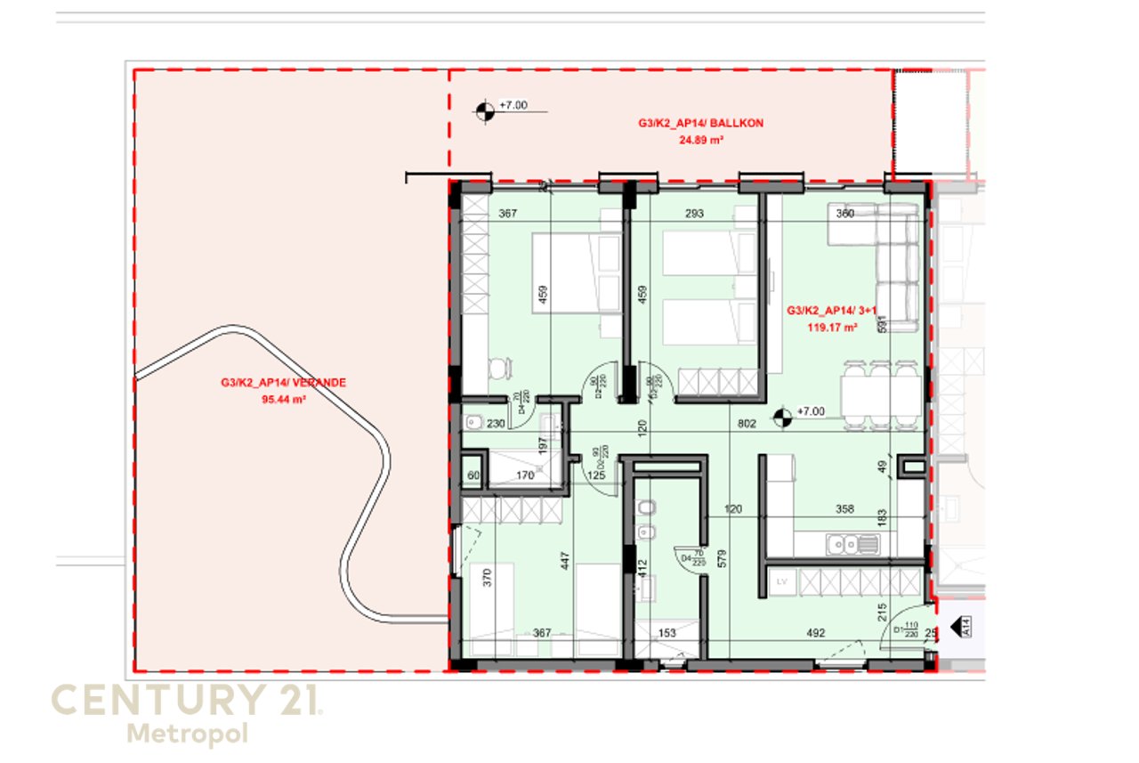 Apartment 3+1 for rent in Swan Lake Residence, Farke Lake!