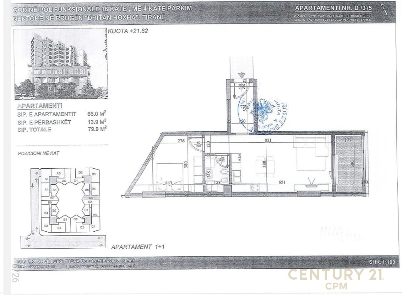 Apartament 1+1 për shitje në Colonnade Residence!