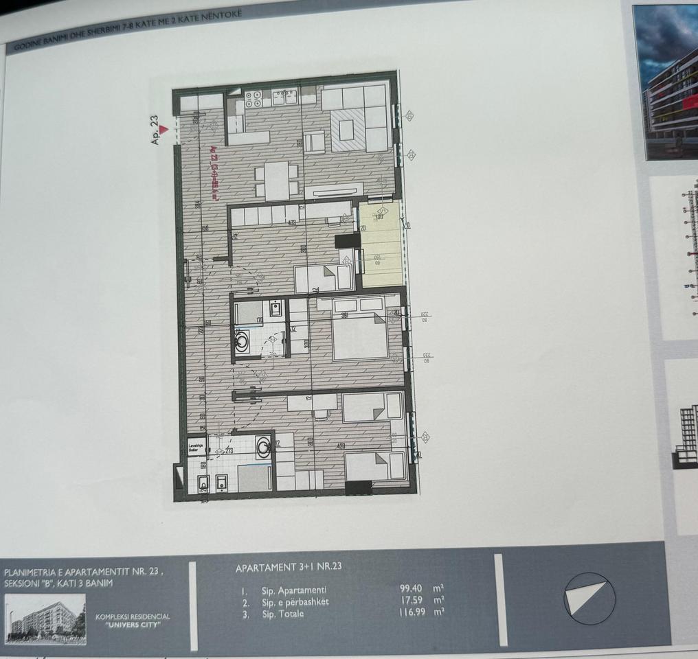 APARTAMENT 3+1+2 PER SHITJE TE UNIVERS CITY, QTU