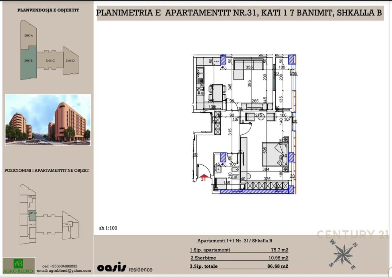 APARTAMENT 1+1 + PARKIM TEK OASIS RESIDENCE.