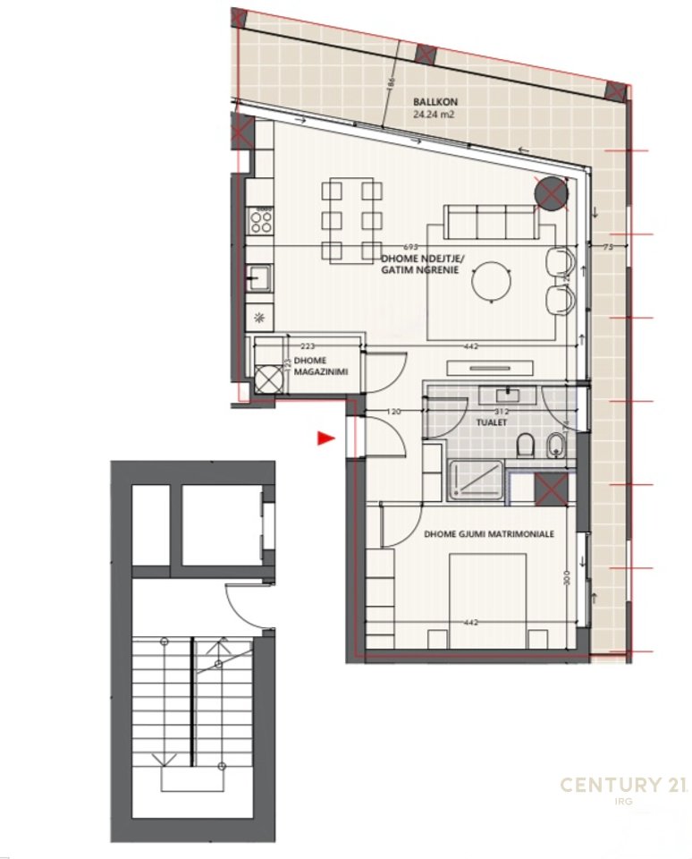 Shitet Apartament 1+1 në Vlora Marina
