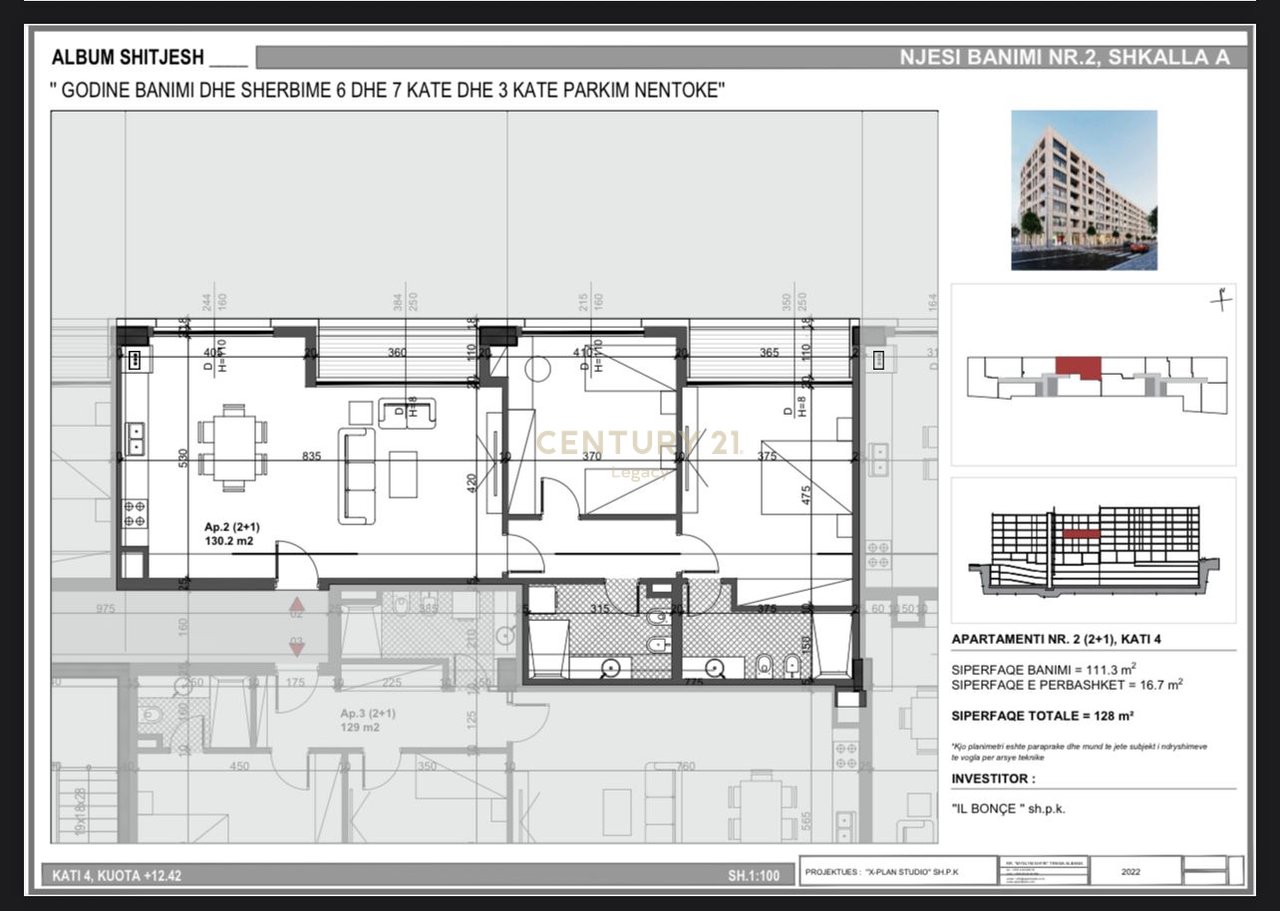 Apartament 2+1 per shitje Bulevardi i Ri