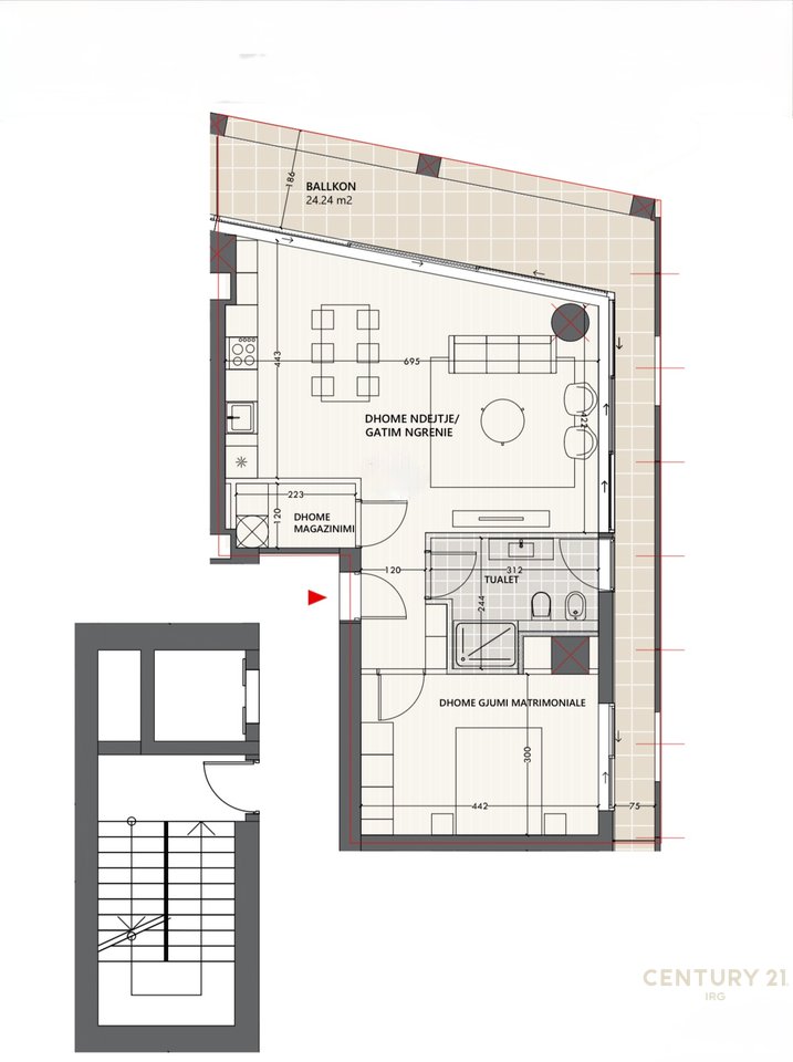 Shitet apartament 1+1 ne Vlora Marina