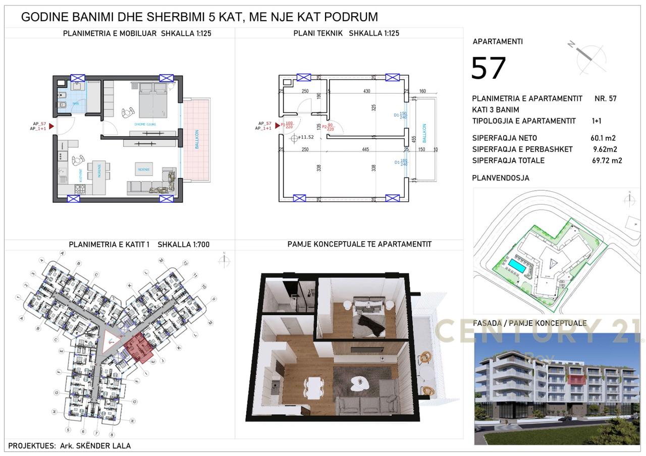 APPARTAMENTO 1+1 IN VENDITA A QERRET, NUOVA COSTRUZIONE!!