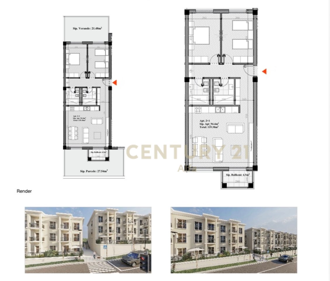 Apartment 2+1+2 with veranda for sale at Rolling Hills Lake