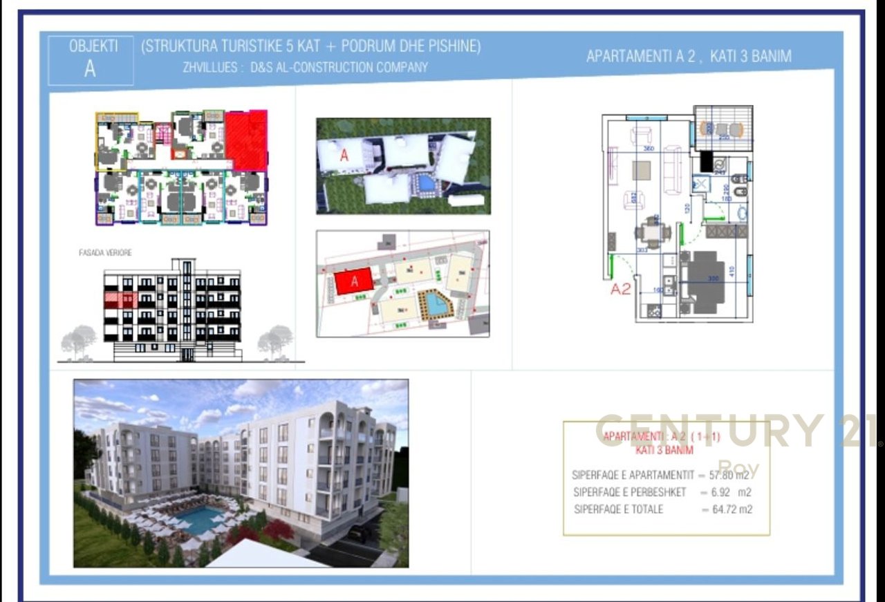 SHITET APARTAMENT 1+1 NE GOLEM TEK REZIDENCA " ORIENTAL !
