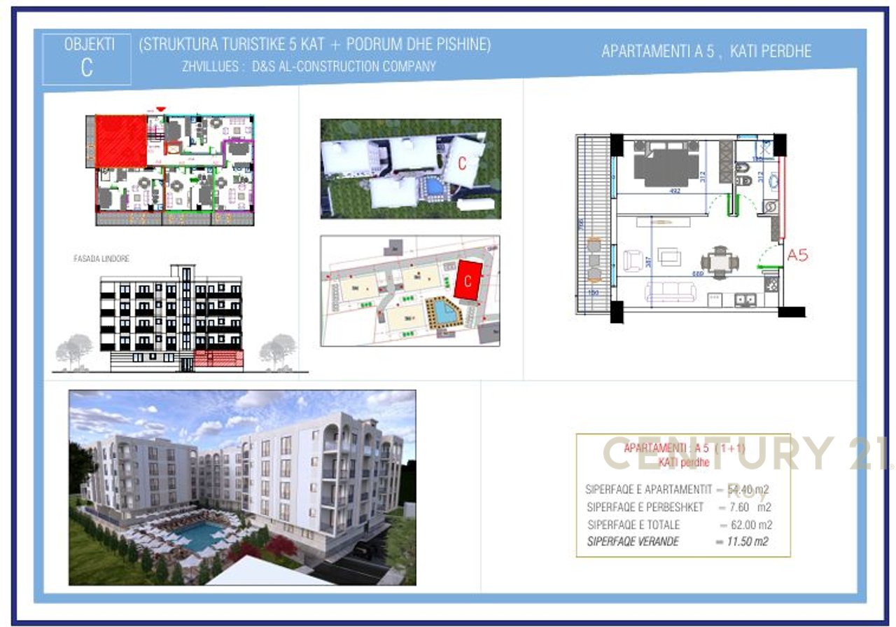 SHITET APARTAMENT 1+1 NE GOLEM TEK REZIDENCA " ORIENTAL !