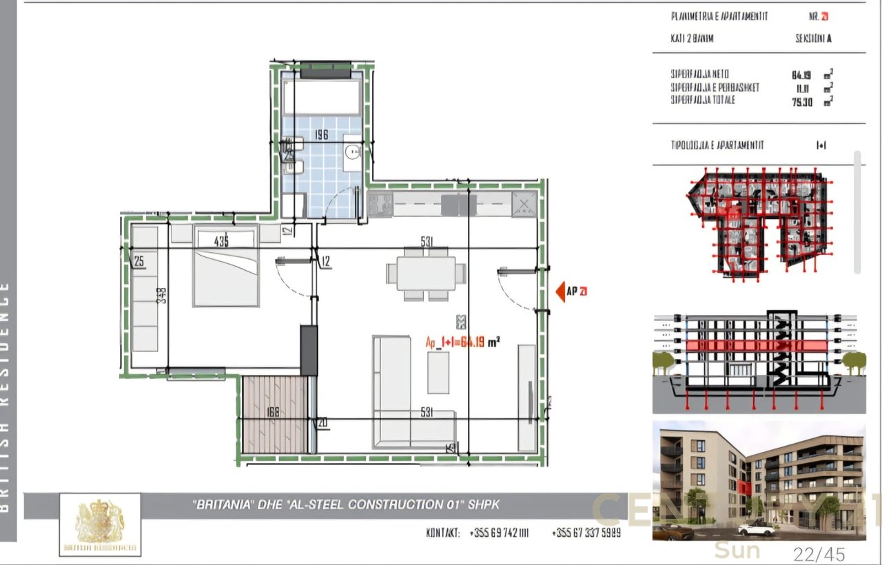 Appartamento 1+1 in vendita a British Residence!