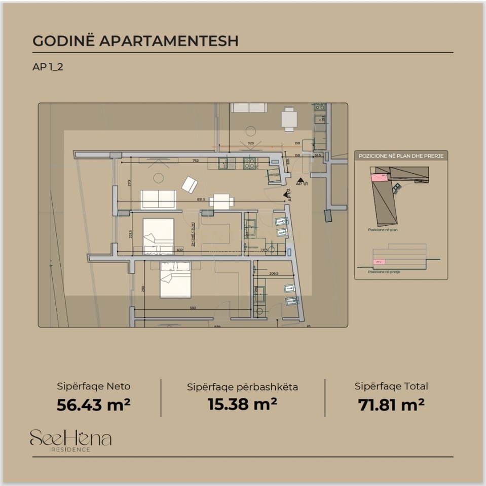 Apartament 1+1 për shitje në SeeHëna Residence- Mjull Bathore!