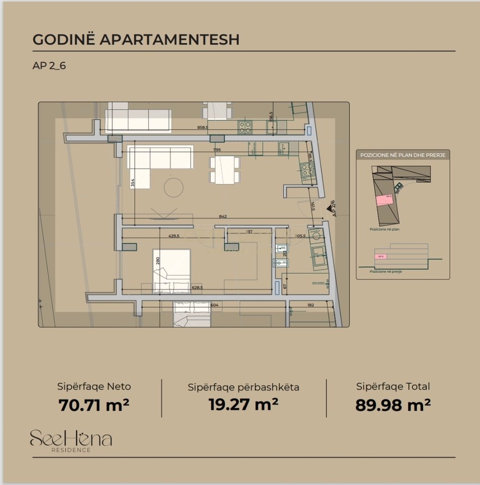 1+1 Apartment for sale in SeeHëna Residence - Mjull Bathore!
