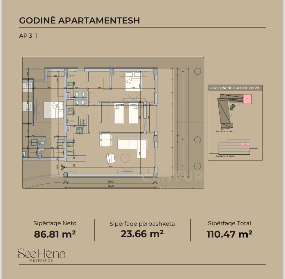 2+1 Apartment for sale in SeeHëna Residence - Mjull Bathore!