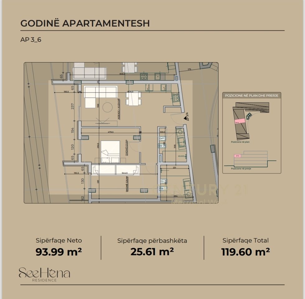 1+1 Apartment for sale in SeeHëna Residence - Mjull Bathore!