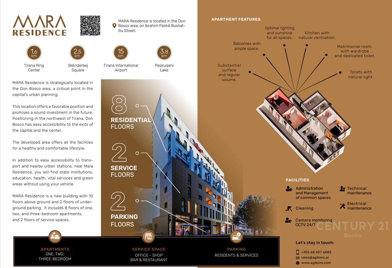 Modern apartment 3+1+2 at MARA Residence, Don Bosko, Tirana.