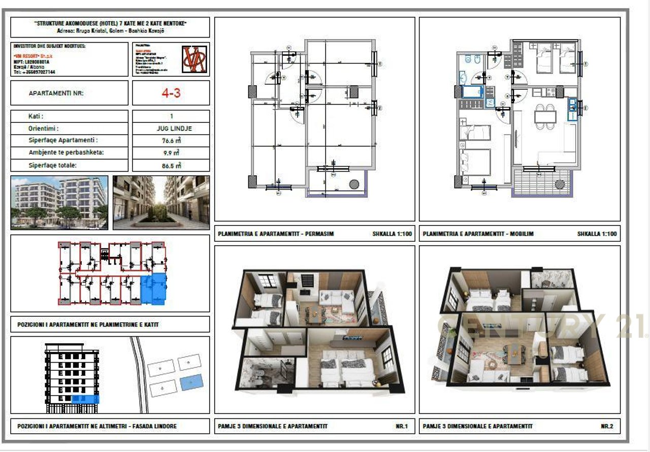 SHITET APARTAMENT 2+1 ,NDERTIM I RI, NE GOLEM !