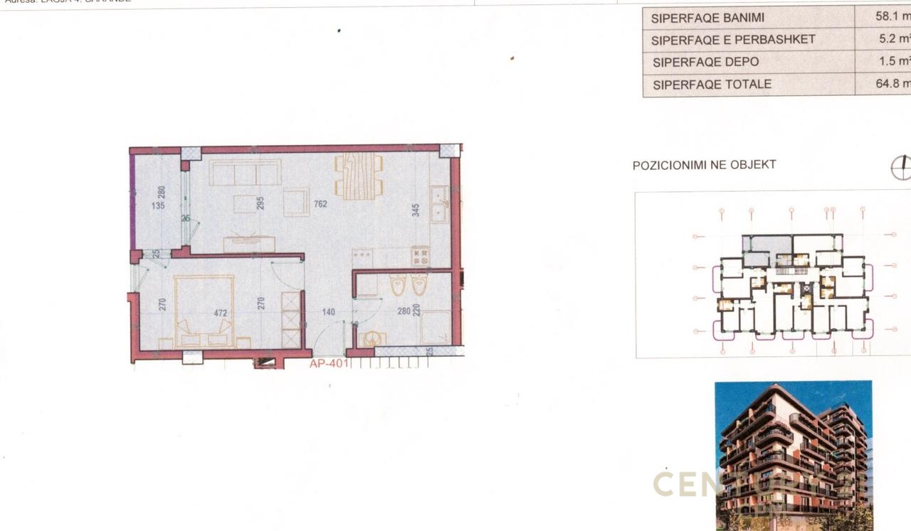 SARANDA SHESIM APARTMENT 1+1, 100 METERS FROM THE SEA, POSSIBILITY FOR PAYMENT IN INSTALLMENTS