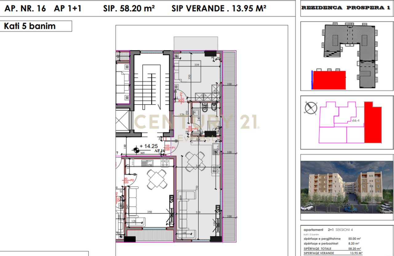 APARTMENT 1+1 WITH VERANDA, COMPLEX "KODRA E LIQENIT" IN PASKUQAN