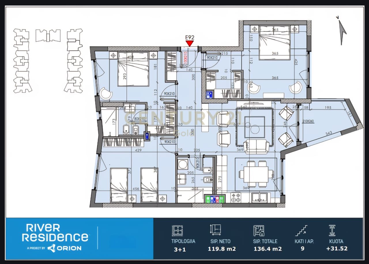 APARTMENT 3+1+2 FOR SALE IN RIVER RESIDENCE!