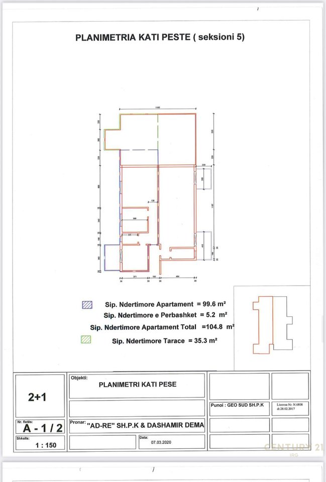 Apartament 2+1 me verande per shitje tek Uji i Ftohte