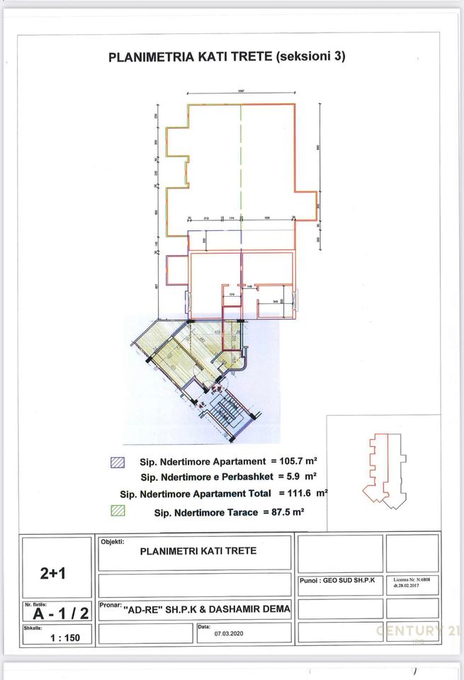 Apartament 2+1+2  me verande per shitje tek Uji i Ftohte