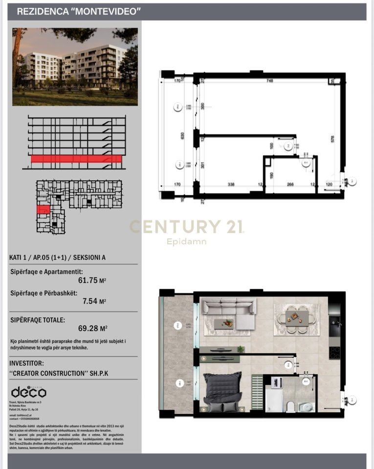 1+1 Apartment For Sale at Mali i Robit 'Montevideo Residence'!