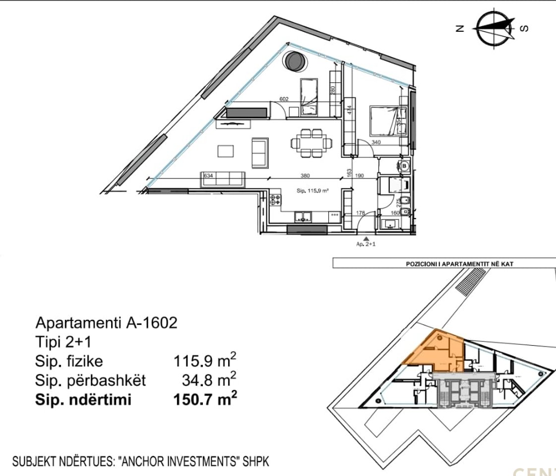 Shitet apartament 2+1+ post parkimi "TIRANA TOWER"!!