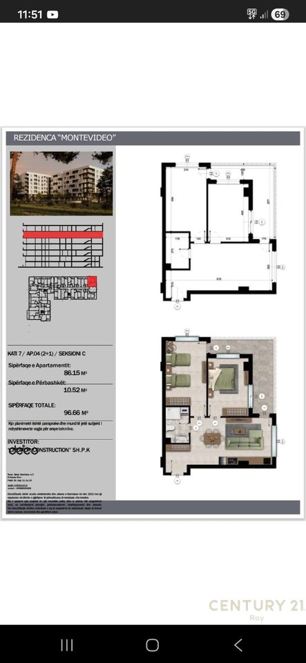 FOR SALE APARTMENT 2+1 MONTEVIDEO RESIDENCE IN MALI ROBIT WITH SEA VIEW.
