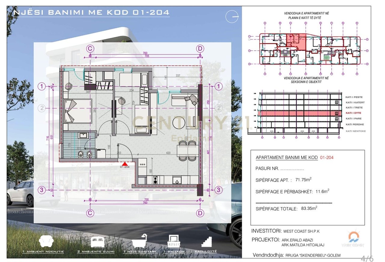 Apartament  2+1 Per Shitje në Rezidencën West Coast – Vetëm 300m nga Deti
