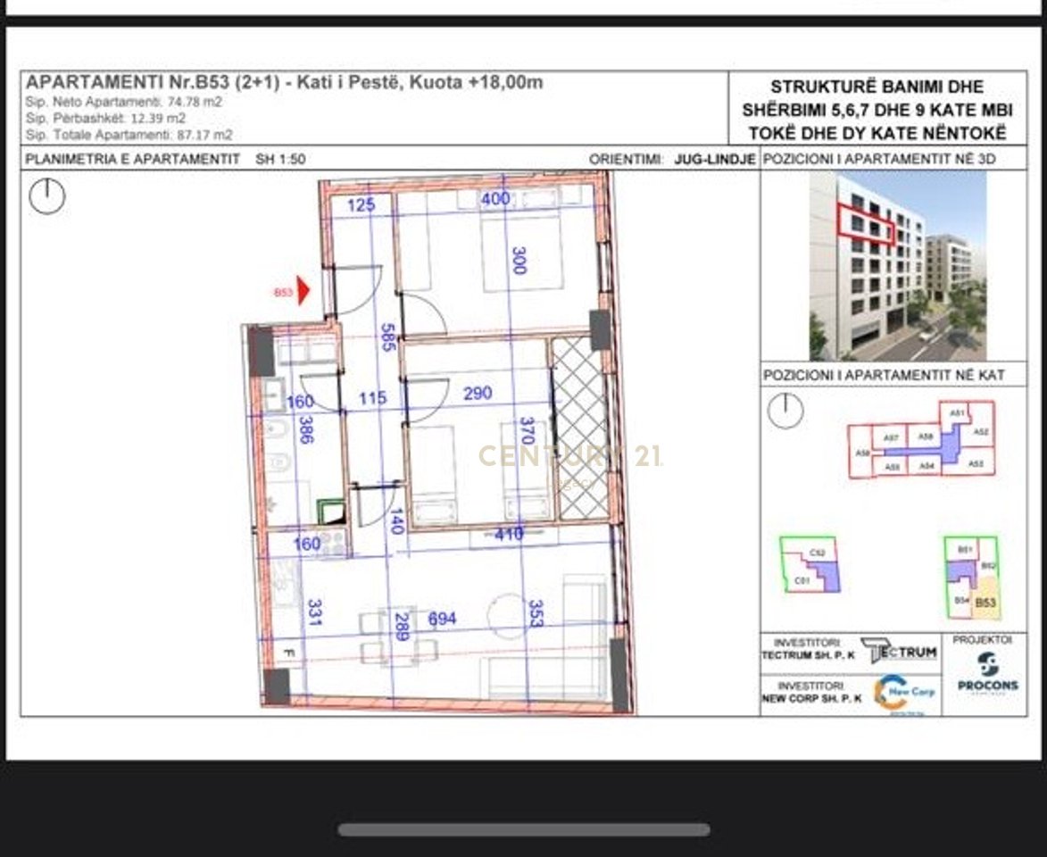 Shitet apartament 2+1 rruga Jordan Misja