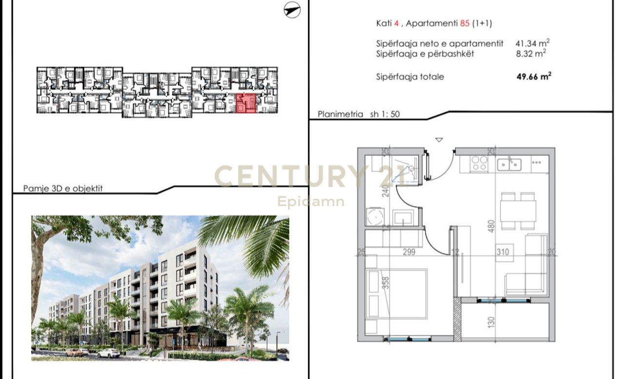 Apartament 1+1 në shitje pranë Malit të Robit, 150 m nga deti
