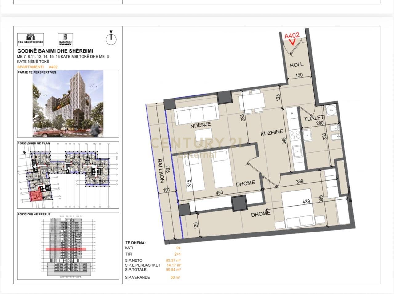Apartament 2+1+ Post Parkimi në Shitje – Don Bosko