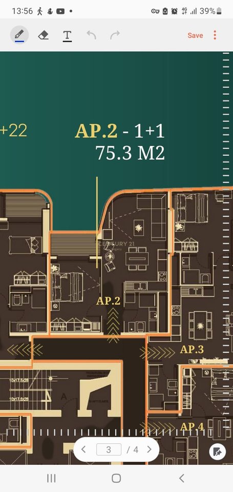 Shitet Apartament 1+1 tek Bazaar Gate, Tiranë
