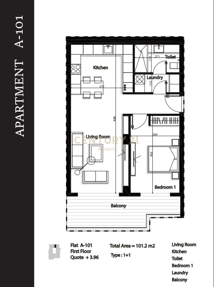 SHITET APARTAMENT 1+1 NE GREEN TERRACE RESIDENCE, PALASE