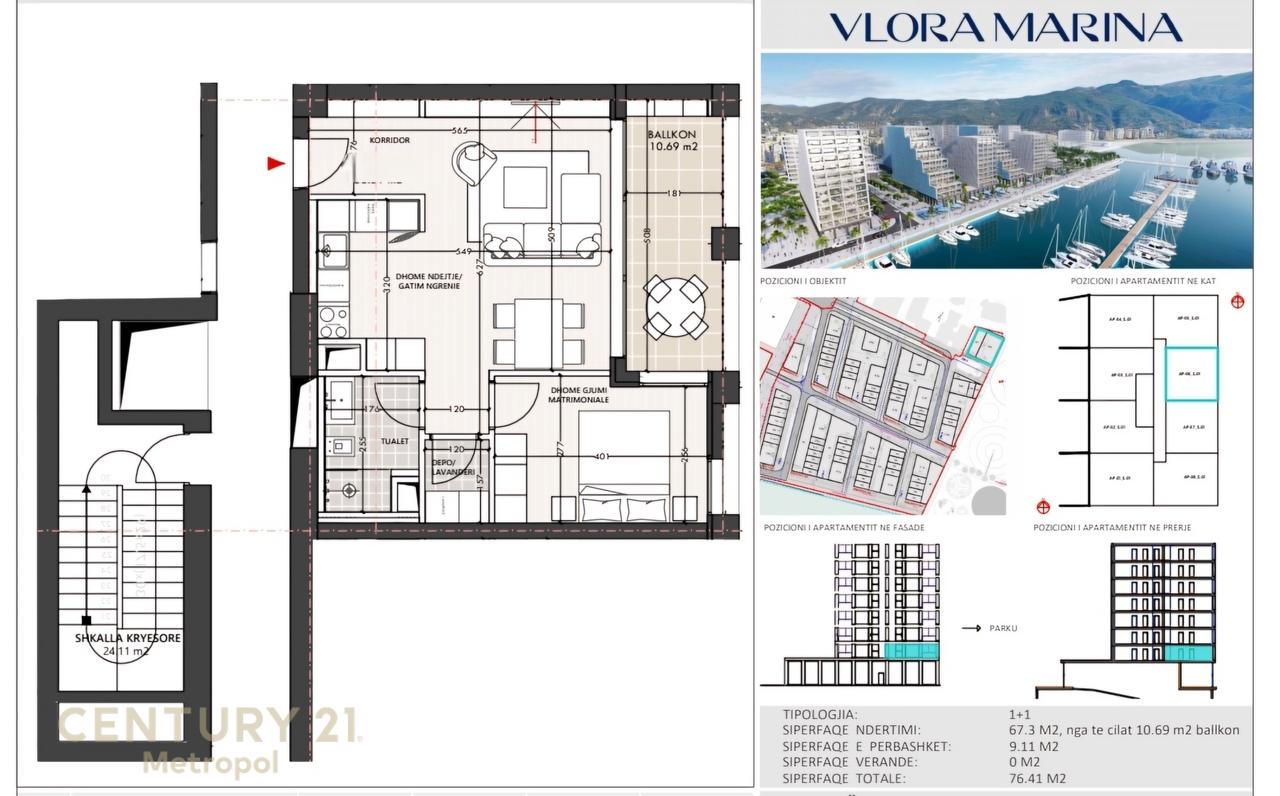 1+1 Apartment for sale in Vlora Marine!