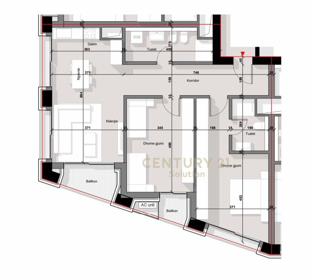 SHITET APARTAMENT 2+1 TEK TIRANA BOULEVARD