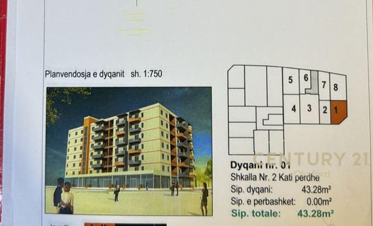 43.28 m2 SIPERFAQE TREGTARE PËR SHITJE NË ZONËN E FRESKUT.