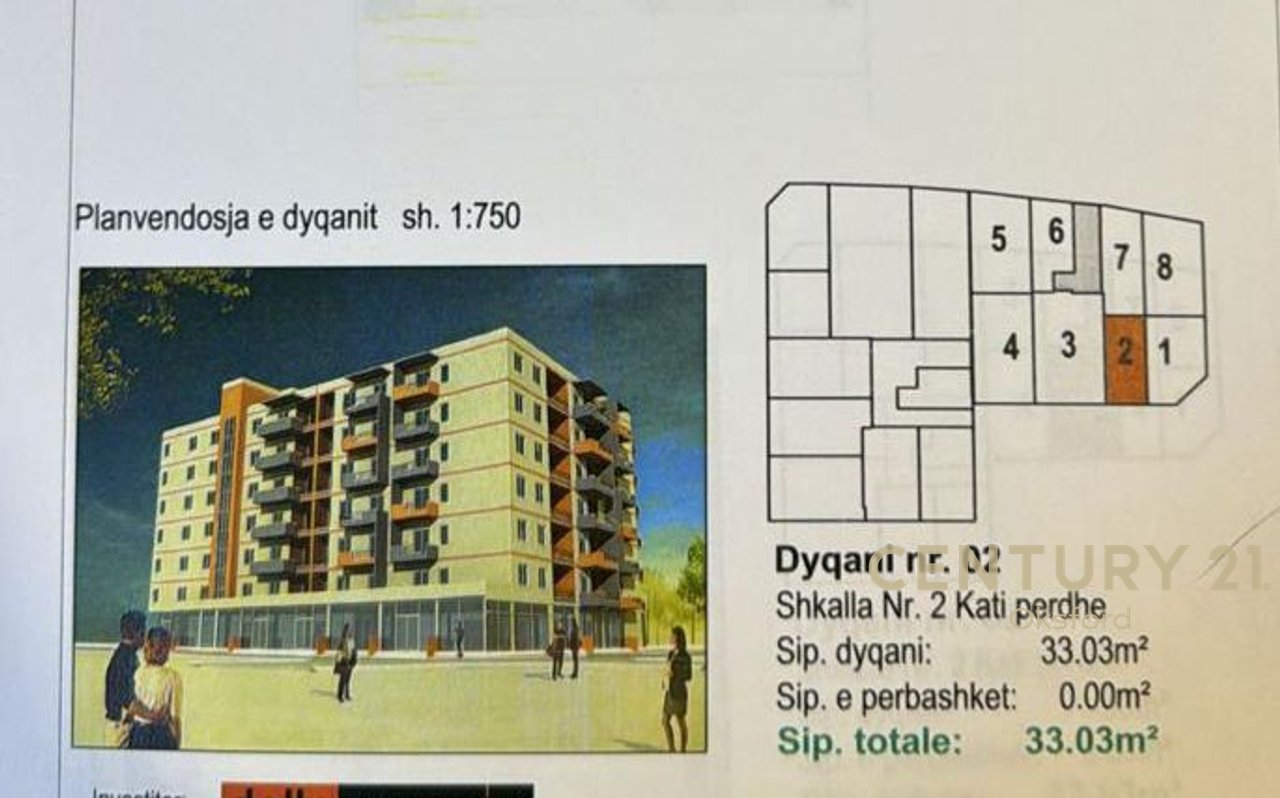 33.03 m2 SIPERFAQE TREGTARE PËR SHITJE NË ZONËN E FRESKUT.