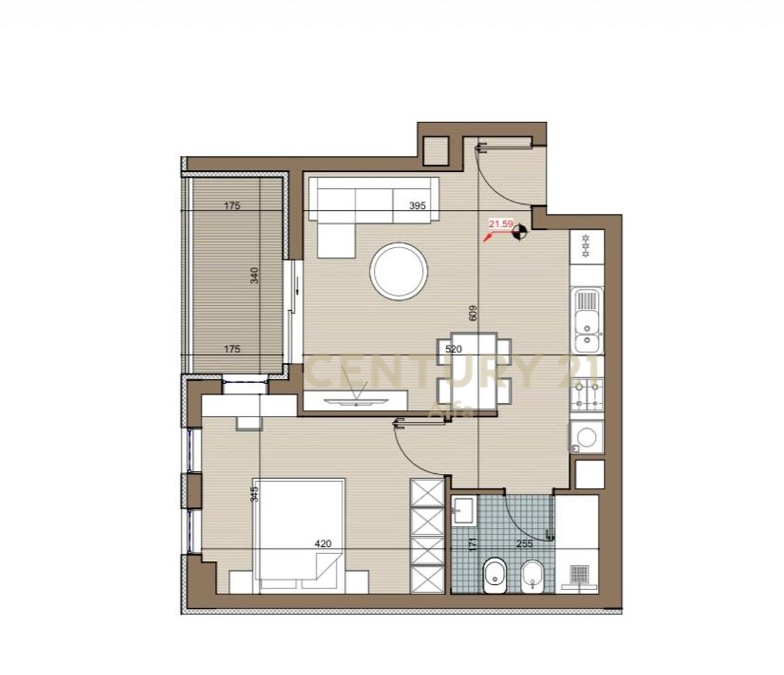 Shitet apartament 1+1 tek Riviera Residence ,Kamez!