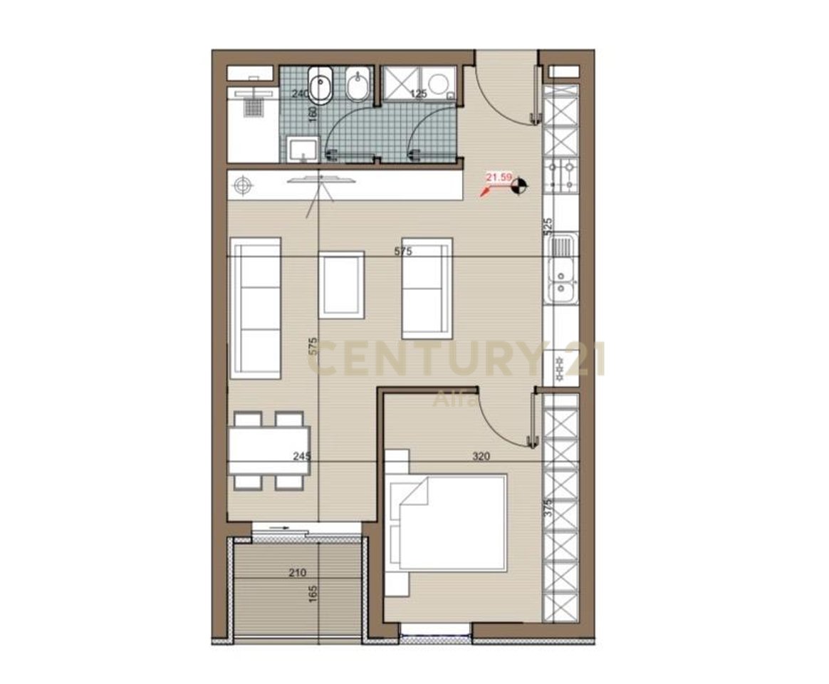 Shitet apartament 1+1 tek Riviera Residence ,Kamez!