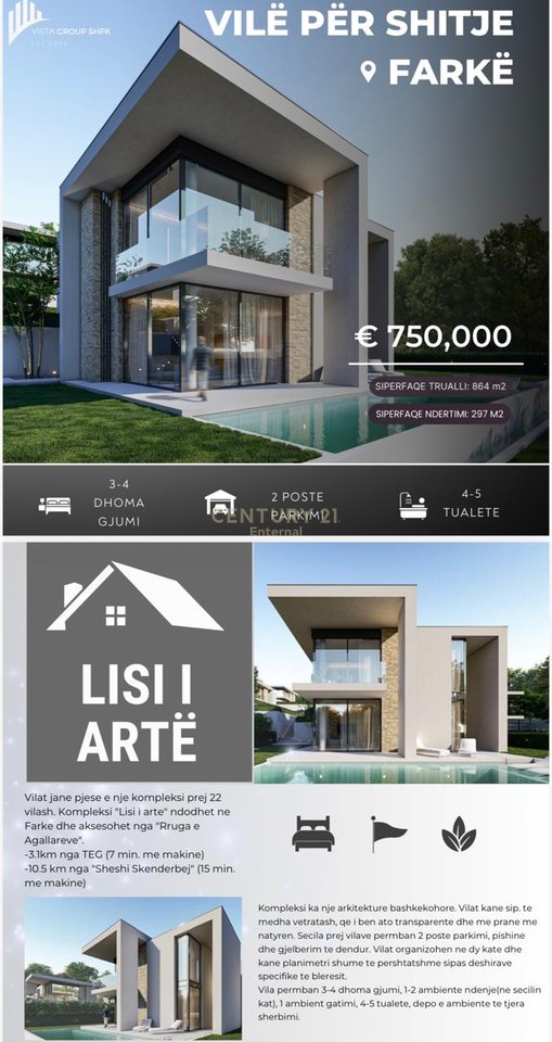 Vilë me Pishine Për Shitje në Farkë