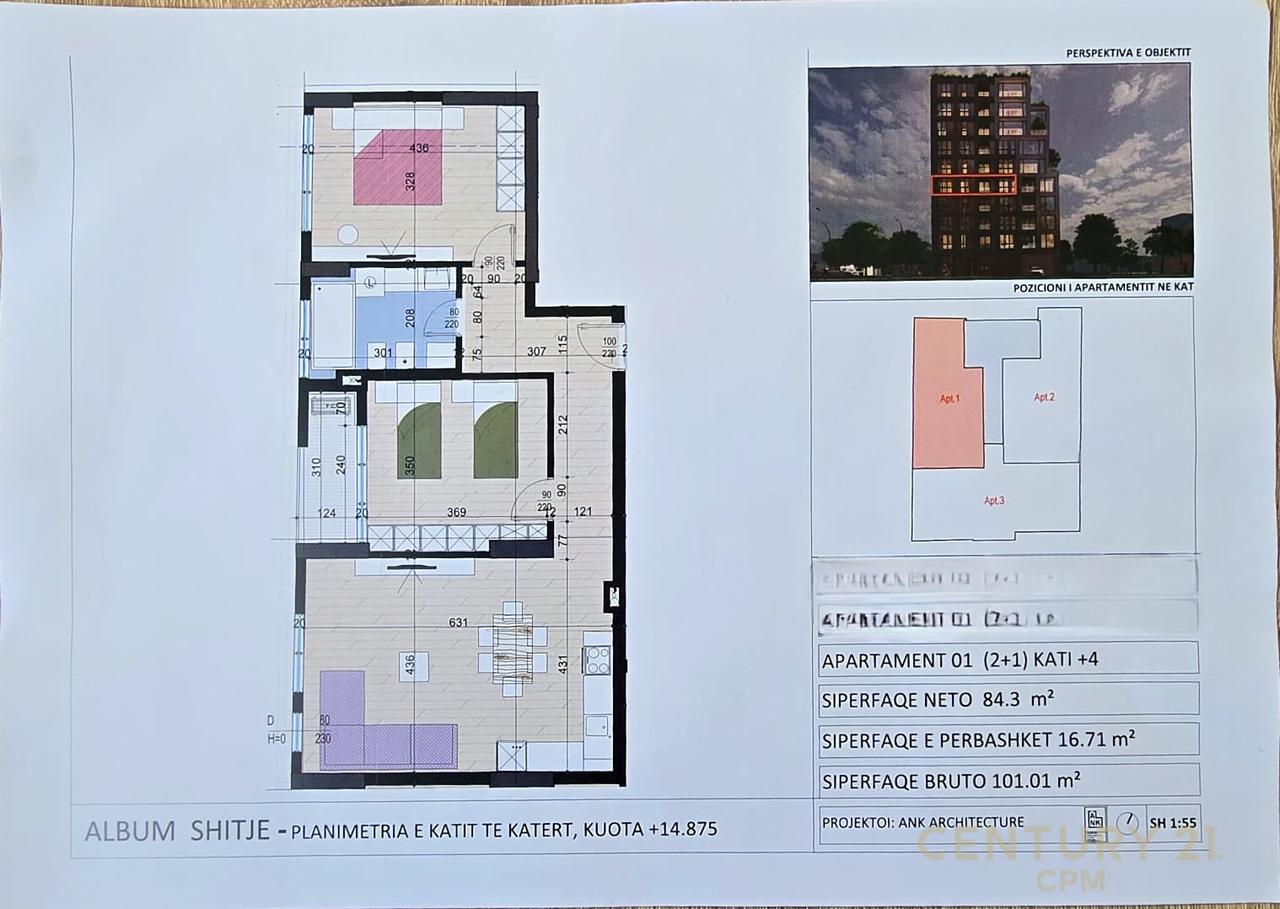 Shitet apartament 2+1 prane Shkolles Kuqe!