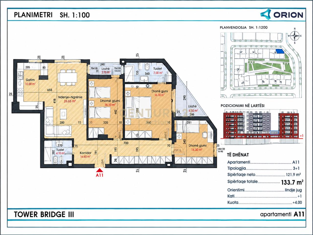 SHITET SUPER APARTAMENT 3+1+POST PARKIMI TEK TOWER BRIDGE III!