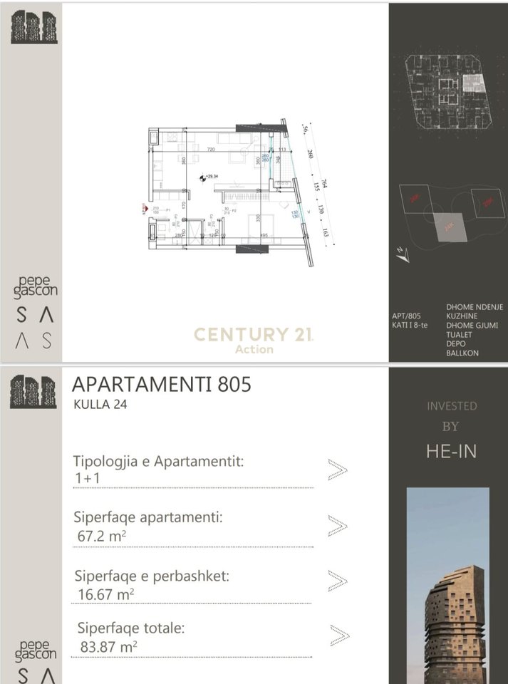 🏙️ EDIFICIO PIAZZA SHQIPONJA 🏡 APPARTAMENTO 1+1 IN VENDITA