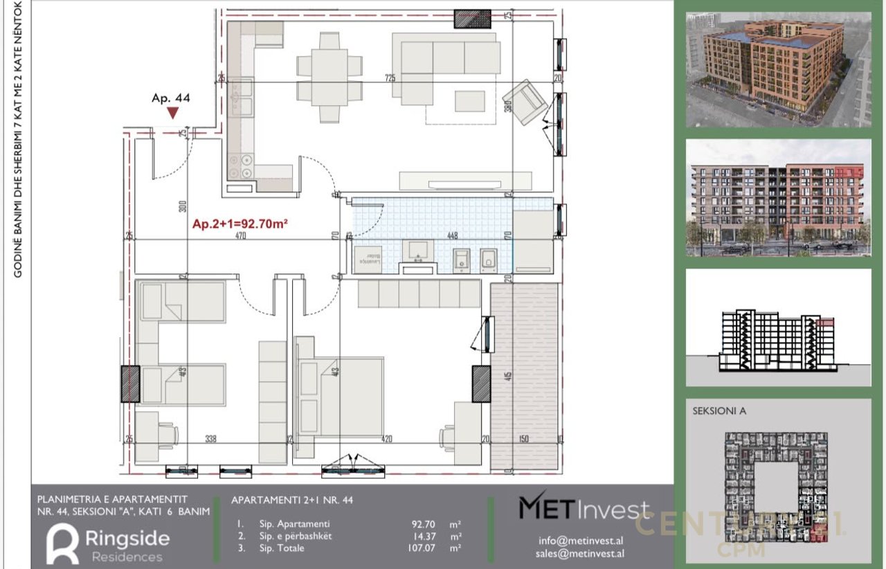 APARTAMENT 2+1+ POST PARKIMI RINGSIDE RESIDENCES PER SHITJE   |FAZE PERFUNDIMTARE PUNIMESH