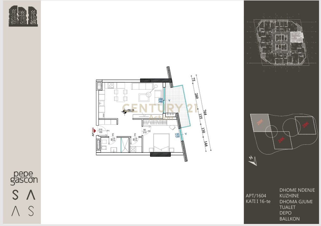Appartamento 1+1 In Vendita a Ish Dogana, Tirana - 145,204€ | 79.87 m²